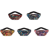 Leaf Printed Waist Bags Large Capacity Fanny Pack Canvas Travel Banana Bag