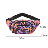Leaf Printed Waist Bags Large Capacity Fanny Pack Canvas Travel Banana Bag