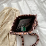 Leopard Plush Shoulder Bags for Women's Vintage Handbags