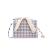 Women Messenger Bags Mini Bag PU Leather Small Square Bag Checkered Shoulder Bag