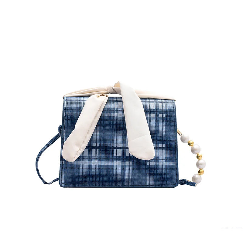 Women Messenger Bags Mini Bag PU Leather Small Square Bag Checkered Shoulder Bag