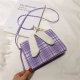 Women Messenger Bags Mini Bag PU Leather Small Square Bag Checkered Shoulder Bag