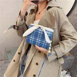 Women Messenger Bags Mini Bag PU Leather Small Square Bag Checkered Shoulder Bag