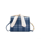 Women Messenger Bags Mini Bag PU Leather Small Square Bag Checkered Shoulder Bag