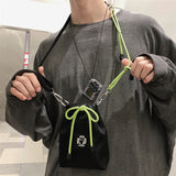 Unique Drawstring Bucket Bag Light Casual Shoulder Bag Mini Phone Bag