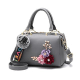 Women PU Leather Handbag Messenger Shoulder Bag with Artificial Flower ZJS01