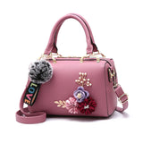 Women PU Leather Handbag Messenger Shoulder Bag with Artificial Flower ZJS01