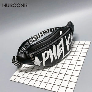 Graffiti Leather Waist Bag Large Capacity Fanny Pack for Women