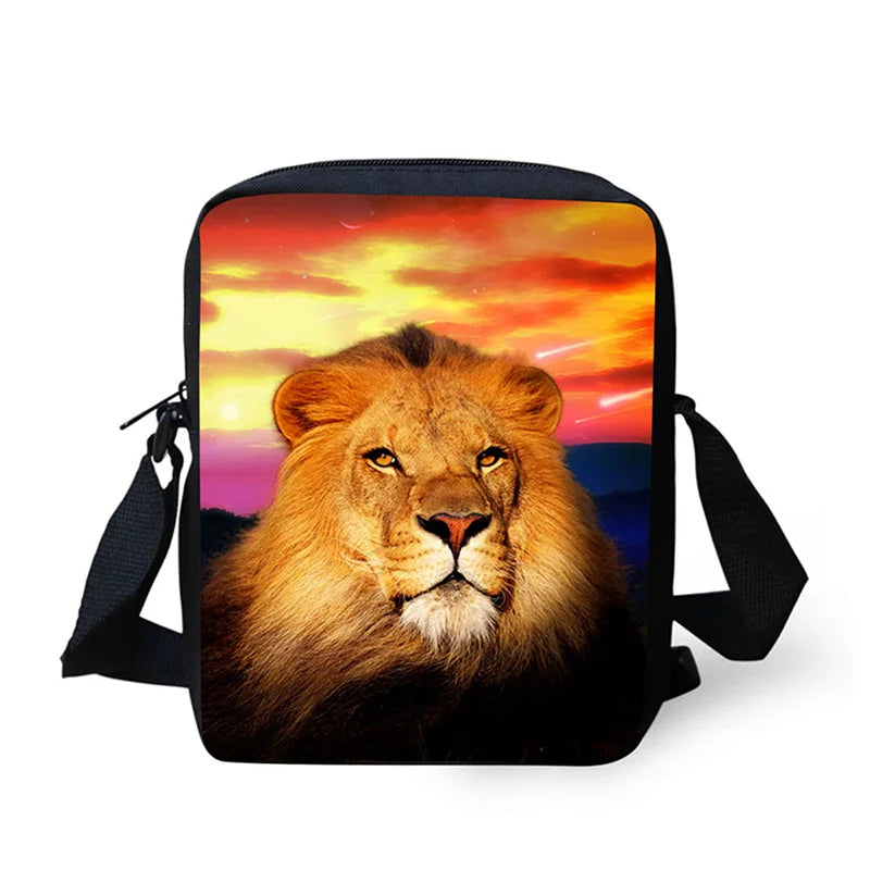 HUE MASTER Lion Print Messenger Bag for Men