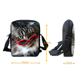 HUE MASTER Small Messenger Bag Animal Cat Dog Printing Kids Children