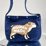 Puppy Print Canvas Messenger Bag Casual Shoulder Portable Large