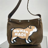 Puppy Print Canvas Messenger Bag Casual Shoulder Portable Large