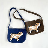 Canvas Large Messenger Bag Puppy Print Casual Shoulder Portable
