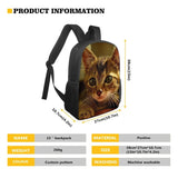 15inch 3D Cat Print Kids Backpacks School Bags for Teen Boys Girls