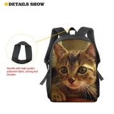 15inch 3D Cat Print Kids Backpacks School Bags for Teen Boys Girls