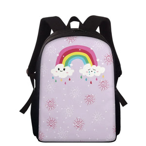 15inch School Bags For Boys Girls Maple Leaf Rainbow Printed Backpack