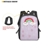 15inch School Bags For Boys Girls Maple Leaf Rainbow Printed Backpack