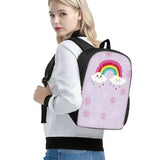 15inch School Bags For Boys Girls Maple Leaf Rainbow Printed Backpack