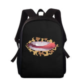 Leopard Lip Print School Backpack Women Shoulder Bag Eco Friendly