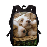 Funny Dog Boys School Bag 3D Puppy Print School Backpack Large Capacity