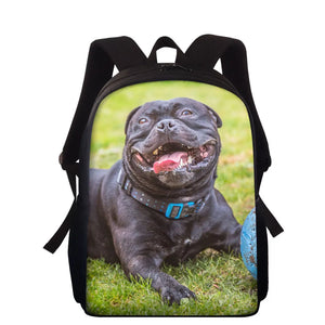 Funny Dog Boys School Bag 3D Puppy Print School Backpack Large Capacity
