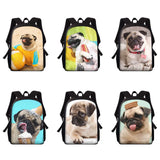 Pug Print Backpack Donuts Bookbag School Laptop Bag Teens Rucksack