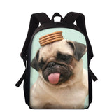 Pug Print Backpack Donuts Bookbag School Laptop Bag Teens Rucksack