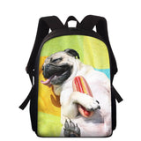 Pug Print Backpack Donuts Bookbag School Laptop Bag Teens Rucksack