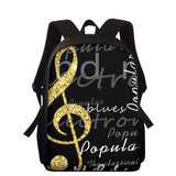 Music Note Print Backpack for Kids Schoolbag Teen Boys Girls Book Bag