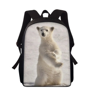 Kids Cartoon Backpack Polar Bear School Bookbag 15inch