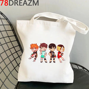 Haikyuu Cotton Reusable Shopper Bag Reciclaje Sac Toile