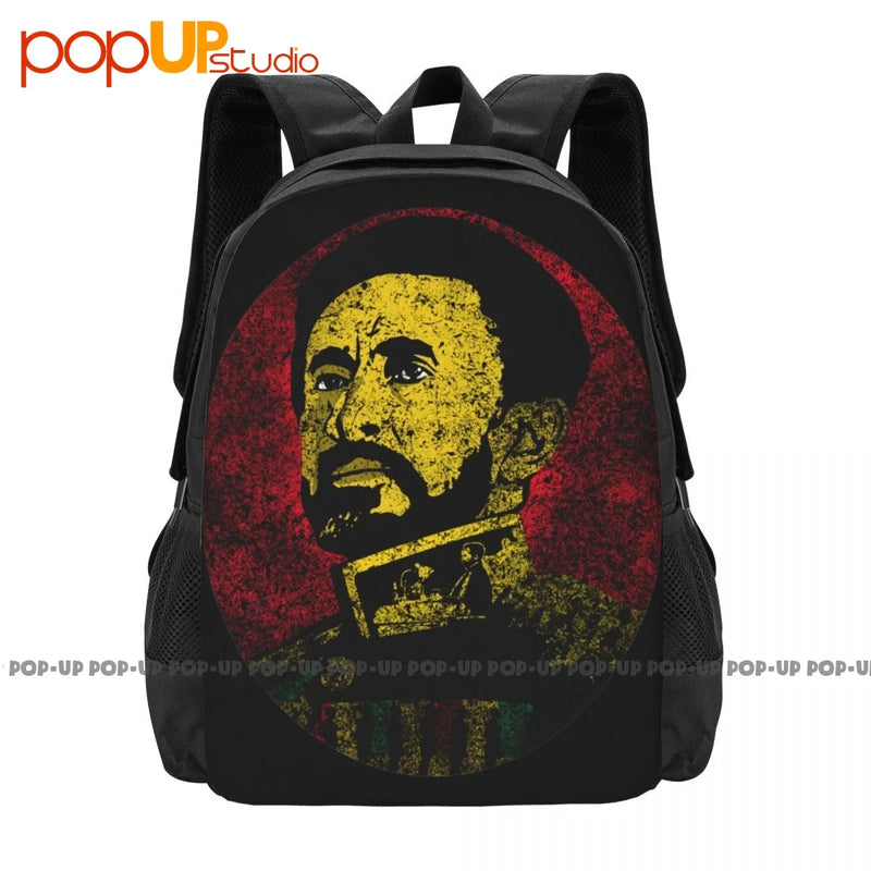 Haile Selassie Portrait Lion Of Judah Ethiopia Rastafari Backpack