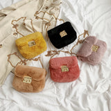 Winter Messenger Bag Metal Chain Strap Party Girl Handbag