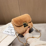 Winter Messenger Bag Metal Chain Strap Party Girl Handbag