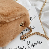 Winter Messenger Bag Metal Chain Strap Party Girl Handbag