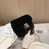 Winter Messenger Bag Metal Chain Strap Party Girl Handbag