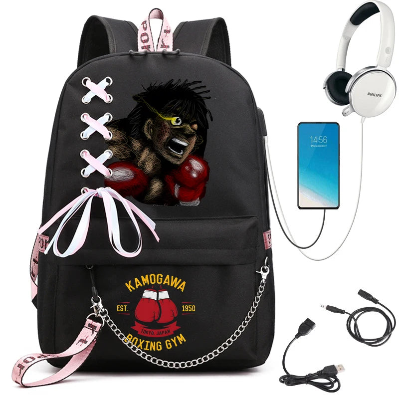 Hajime No Ippo Anime Backpacks Schoolbags Unisex Laptop Bags