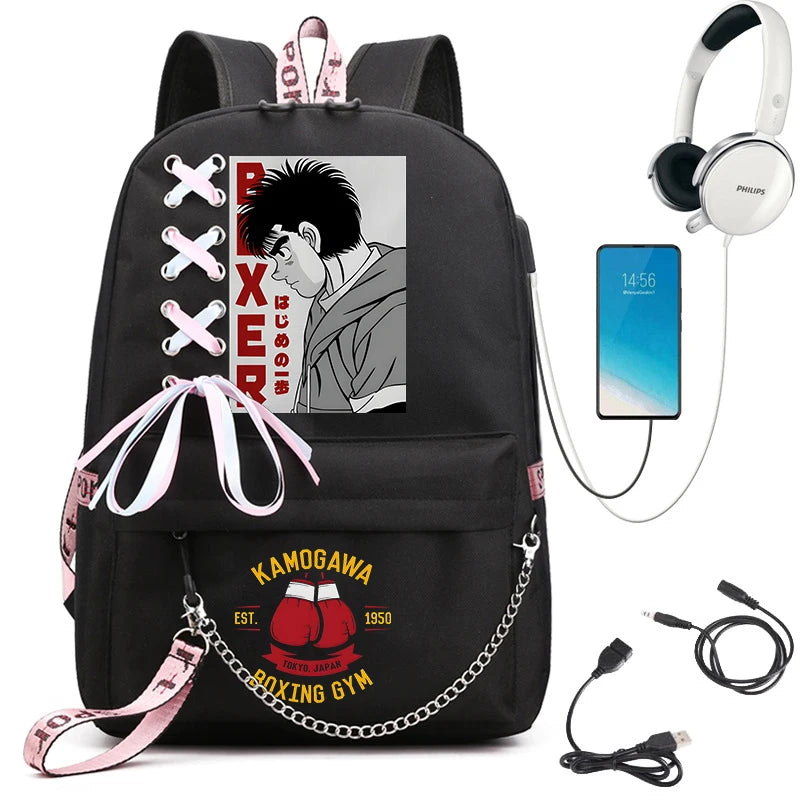 Hajime No Ippo Schoolbags Anime Shoulder Bags Harajuku KGB Backpack