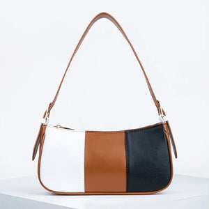Half Moon Armpit Bags Splicing PU Leather Totes for Girl Bolso