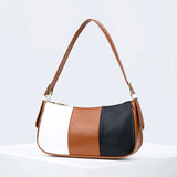 Half Moon Armpit Bags Splicing PU Leather Totes for Girl Bolso