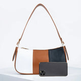 Half Moon Armpit Bags Splicing PU Leather Totes for Girl Bolso