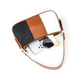 Half Moon Armpit Bags Splicing PU Leather Totes for Girl Bolso