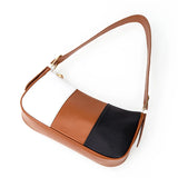 Half Moon Armpit Bags Splicing PU Leather Totes for Girl Bolso