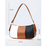 Half Moon Armpit Bags Splicing PU Leather Totes for Girl Bolso
