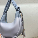 Half Moon Bag Women PU Tassel Shoulder Bag Semicircle Handbags