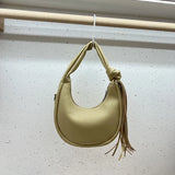 Half Moon Bag Women PU Tassel Shoulder Bag Semicircle Handbags
