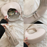 Half-Moon PU Leather Underarm Handbag for Women