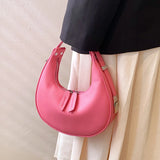 Half-Moon PU Leather Underarm Handbag for Women