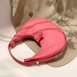 Half-Moon PU Leather Underarm Handbag for Women