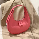 Half-Moon PU Leather Underarm Handbag for Women